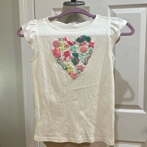 Gymboree white top seahorses fish starfish heart flowers cap sleeve girls size 8